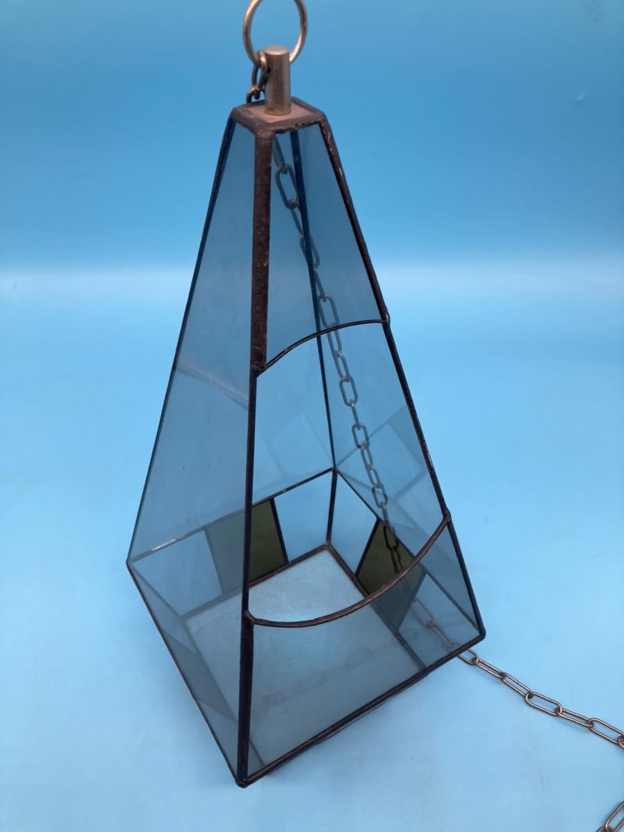 【A3096N027】ステンドグラス風 テラリウム ガラス製 チェーン付き（約1m） オシャレ 9面体 ガーデニング_画像1