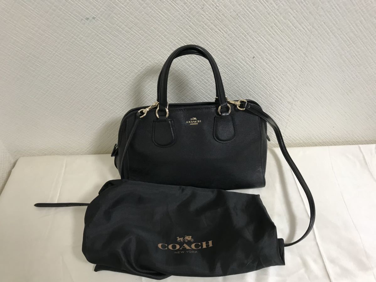 美品本物コーチCOACH本革レザー2wayミニトートバッグビジネスハンド