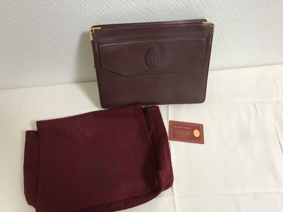 美品本物カルティエCartier本革レザーマストラインクラッチ