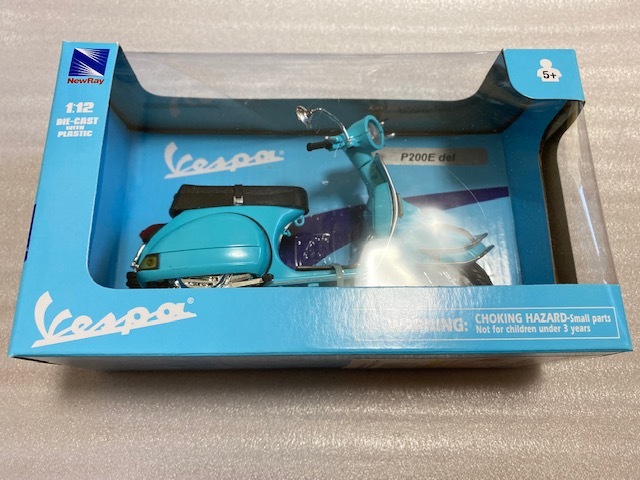 未使用 1/12 VESPA P200E 1978 スカイブルー スカイネット 完成品バイク アオシマ ニューレイ ベスパ_画像1