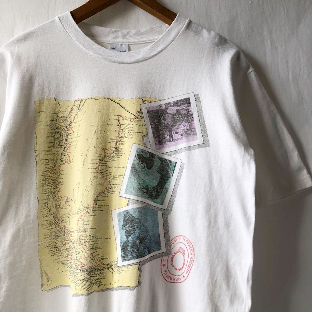 80s 90s Patagonia マップ柄 Tシャツ M ホワイト USA製 ビンテージ 80年代 90年代 パタゴニア 地図 アメリカ製 米国製 ヴィンテージ_画像1