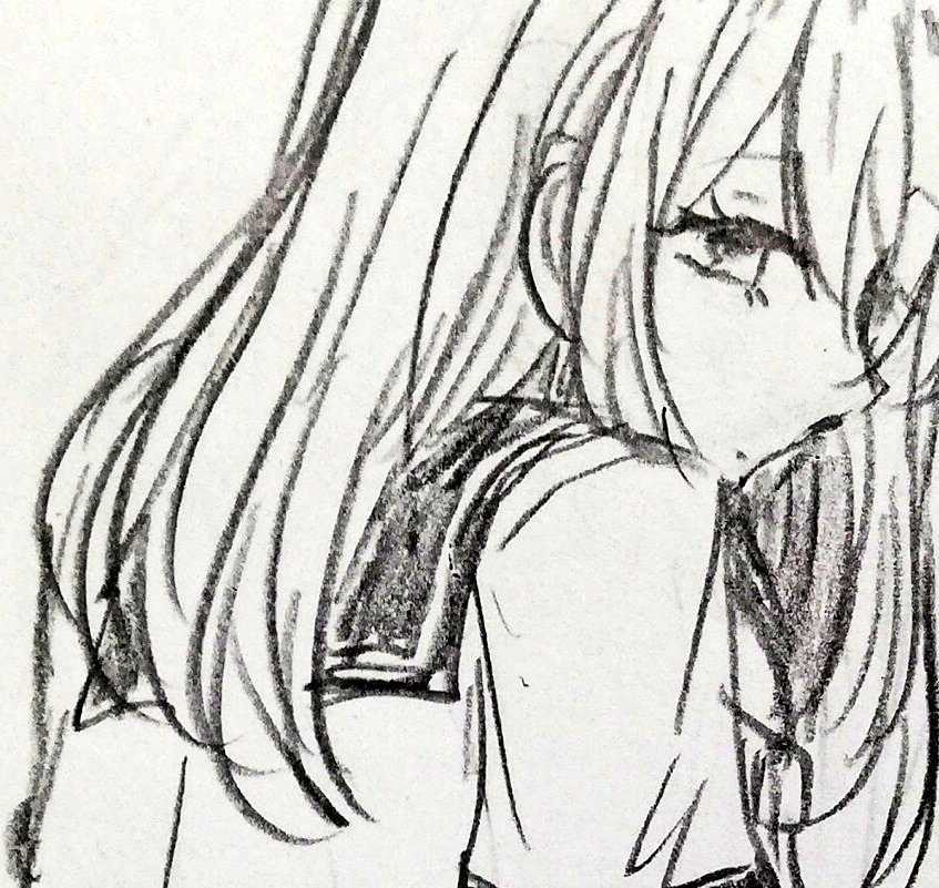 Yahoo!オークション - 手描きイラスト モノクロ 娘 鉛筆画 Yahoo!オークション - 手描きイラスト モノクロ 娘 鉛筆画