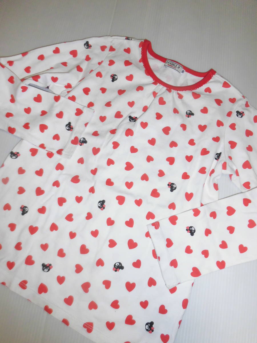130♪ミキハウスダブルB♪B子ちゃん&ハート柄 Tシャツ☆