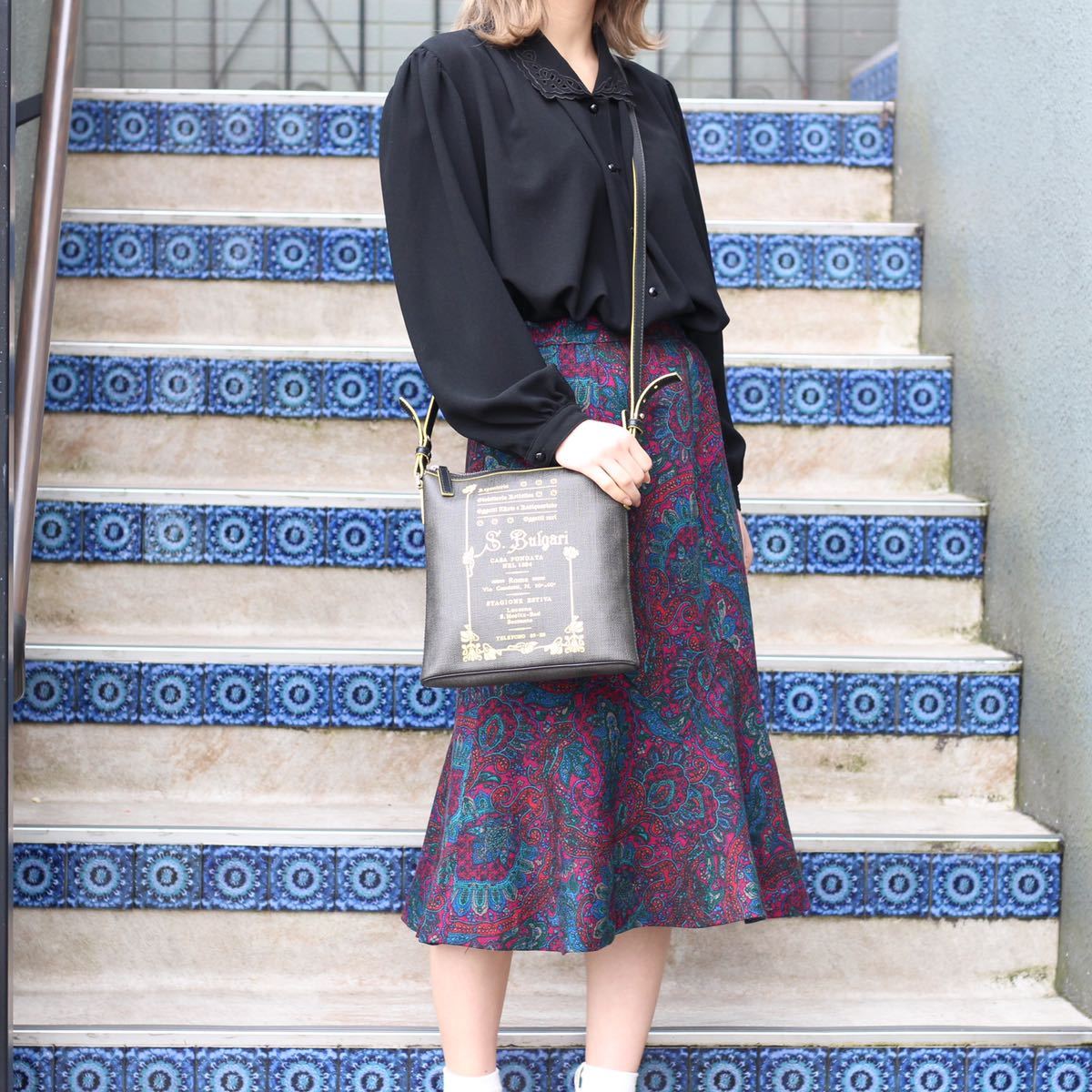 BVLGARI LOGO DESIGN LEATHER SHOULDER BAG MADE IN ITALY/ブルガリ