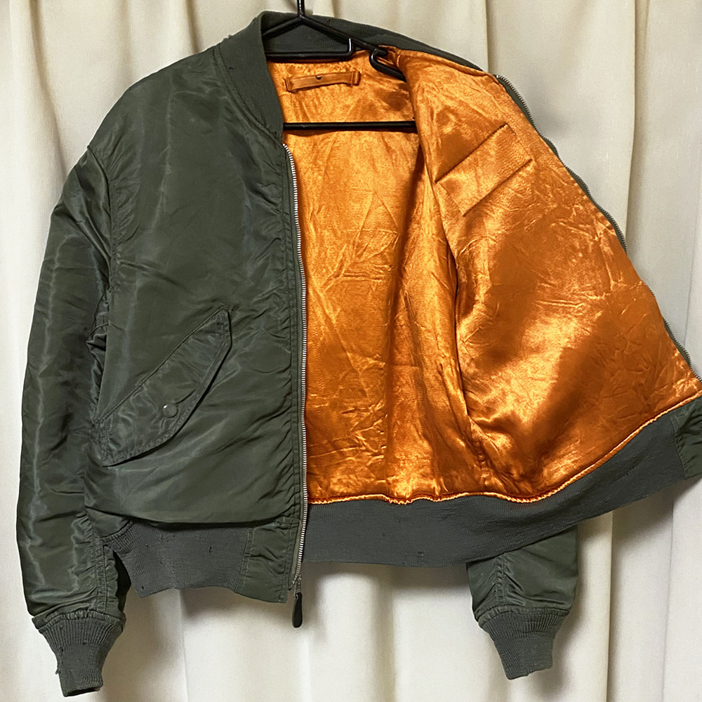 1【L-2B】 70s 米軍実物 ALPHA フライトジャケット Mサイズ-
