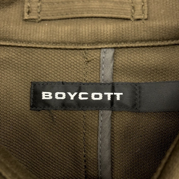 BOYCOTT ボイコット 3 メンズ ジャケット ボタン留め 無地 裏地無し 長袖 胸ポケット 日本製 綿100% オリーブ グリーンブラウン カーキ系_画像4