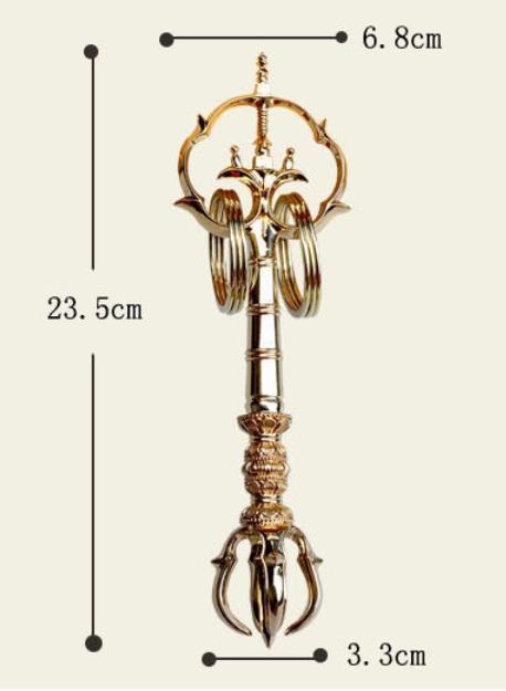 密教法具 寺院用仏具」 錫杖 しゃくじょう 銅製仏具 高さ23.5cm