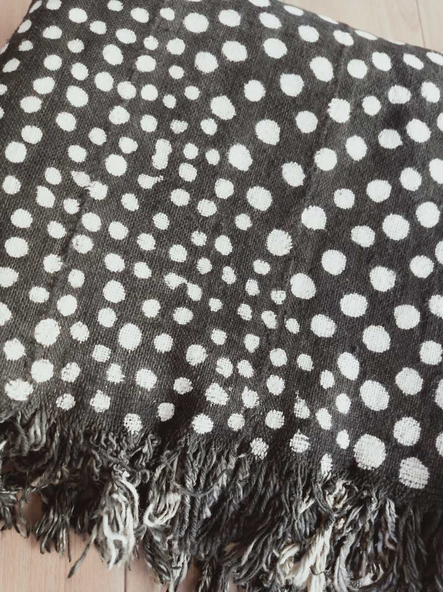 マリの泥染 アフリカのテキスタイル インテリアファブリック コットン100% タペストリー 掛け布 木綿布 絞り染 ドット柄 綿