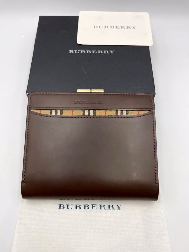 バーバリー　二つ折り財布　小銭入れ付き　ダークブラウン　未使用品　レディース　カードケース　コインケース　がま口　BURBERRY