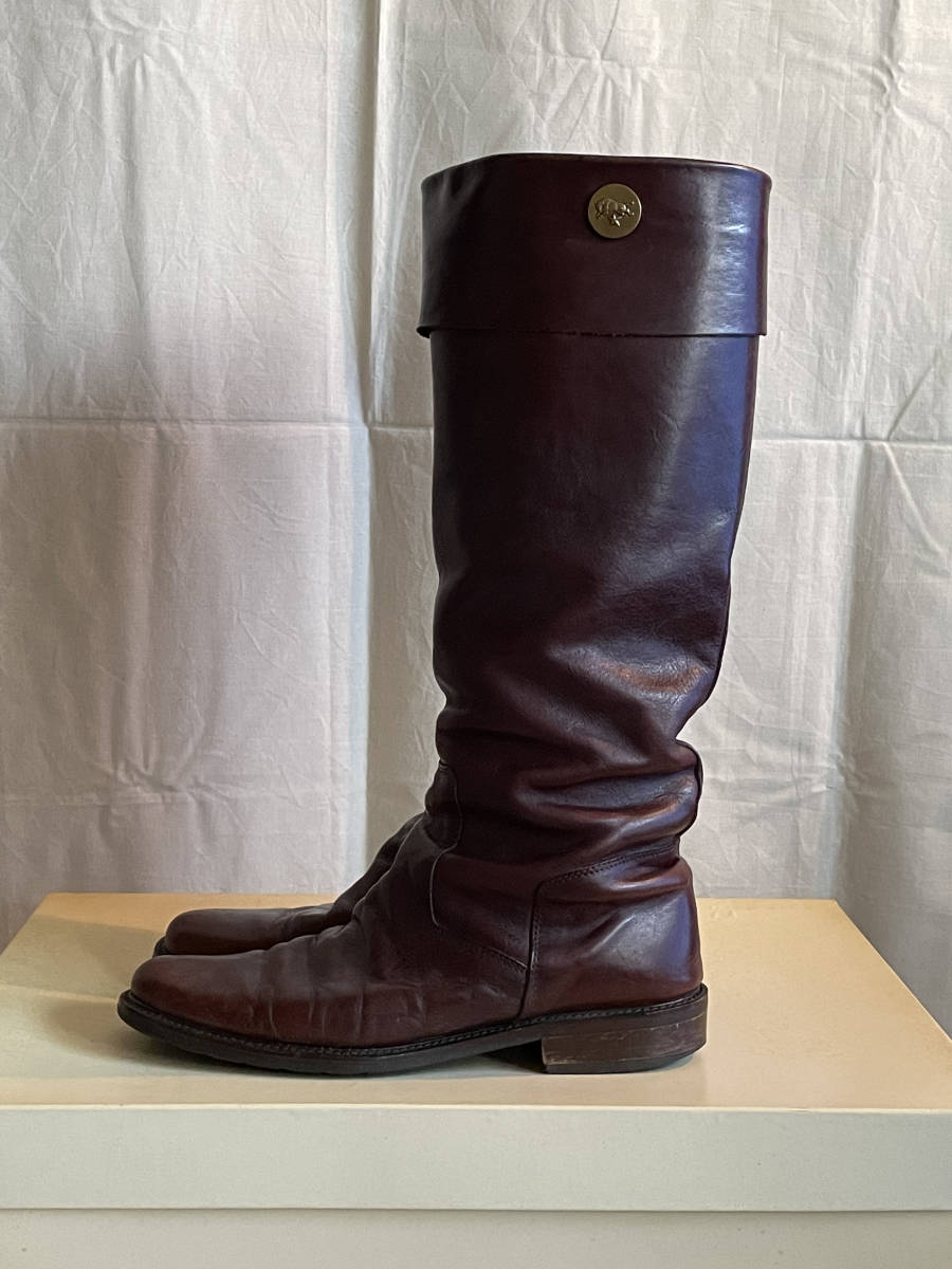 IL BISONTE Il Bisonte женский кожаные сапоги телячья кожа Brown Италия производства EU38 24cm верховая езда ботинки Buffalo Made in Italy