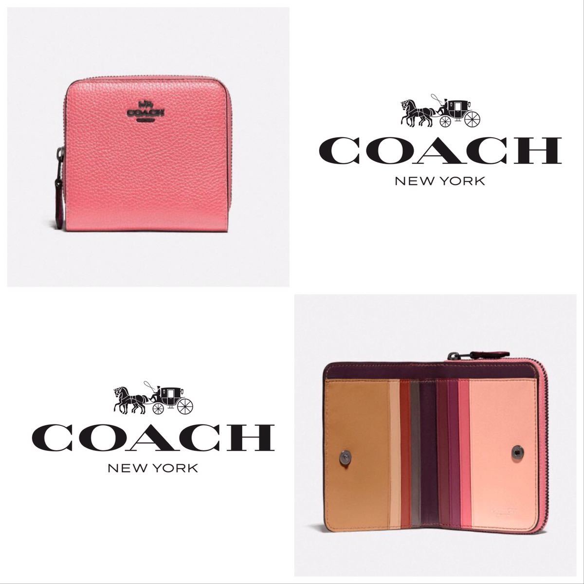 COACH 財布 ★大人気★ ビルフォールドウォレット カラーブロック ピンク 二つ折り 新品