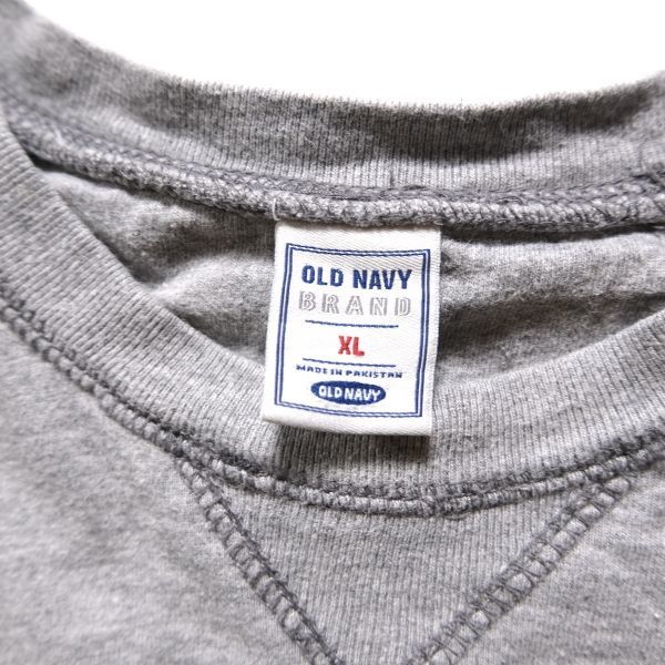 00's オールドネイビー クルーネック コットン Tシャツ 長袖 (XL) 霜降り灰 無地 ロンT リブ無 00年代 旧タグ オールド ギャップ OLD NAVY
