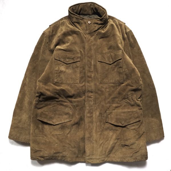 90's 00's Jクルー J.CREW M-65タイプ スエード レザー ジャケット 茶系 (L) 中綿入り90年代 00年代 旧タグ オールド スウェード_画像1