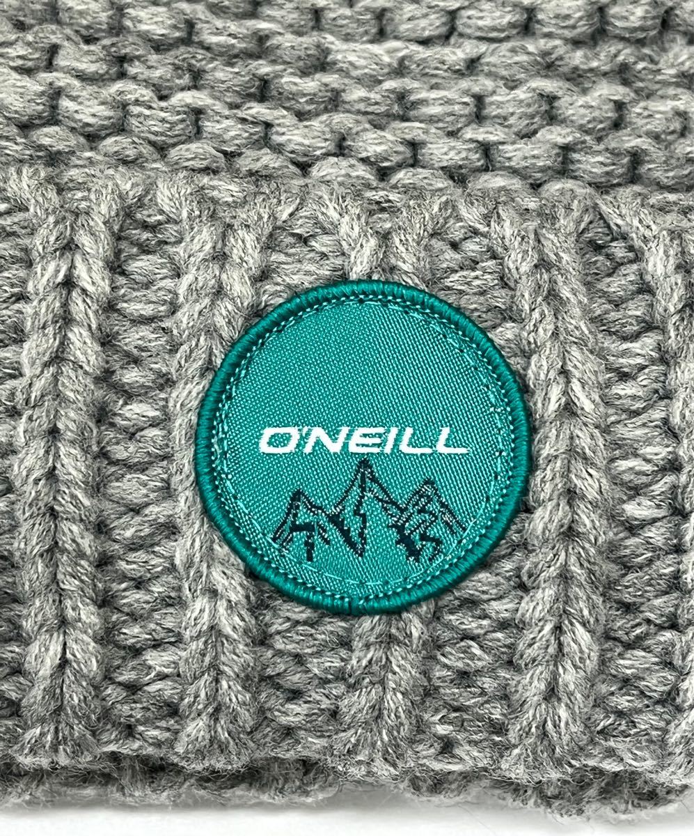 ニットキャップ（O'NEILL）スノーボード ニット帽 レディース ポンポン付　グレー