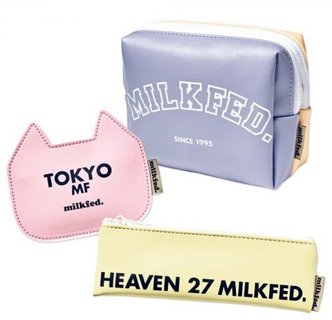 mini 2017年5月号付録 MILKFED 豪華レザー調春色ポーチ3点セット ミルクフェド ※土日祝日は発送無し_画像3