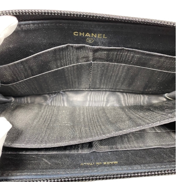 CHANEL シャネル キャビアスキン マトラッセ 長財布 財布 ラウンド