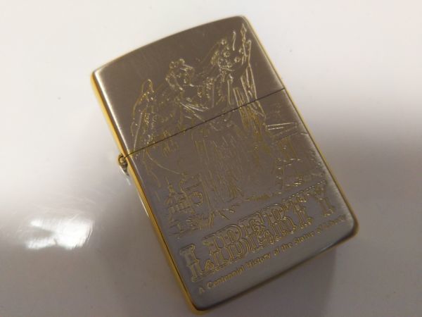 超美品 新品 超貴重品!! ビンテージ ジッポー 自由の女神 斜めロゴ 金銀メッキコンビ 1991年6月製 F ⅤⅡ 超美品 新品 超貴重品!! ビンテージ ジッポー 自由の女神 斜めロゴ 金銀メッキコンビ 1991年6月製 F ⅤⅡ