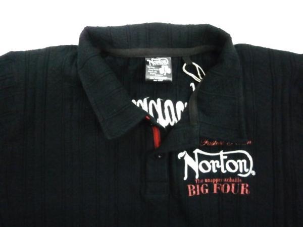 Nortonノートン ストライプ ジャガード 半袖ポロシャツ 黒M新品_画像5