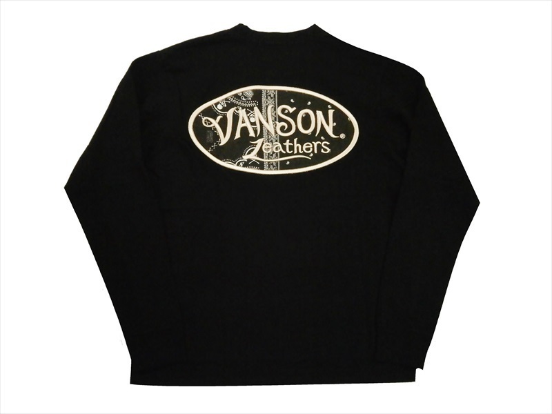 バンソン VANSON NVLT-2123 3Dウレタン刺繍ロゴ バンダナ生地貼付け 長袖Tシャツ ブラック Mサイズ 新品