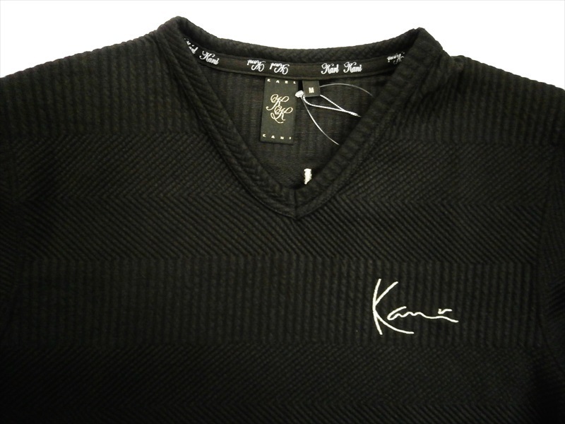 Karl Kani カールカナイ 193K1119 膨れ ジャカード Vネック 長袖Tシャツ ブラック Mサイズ 新品_画像4