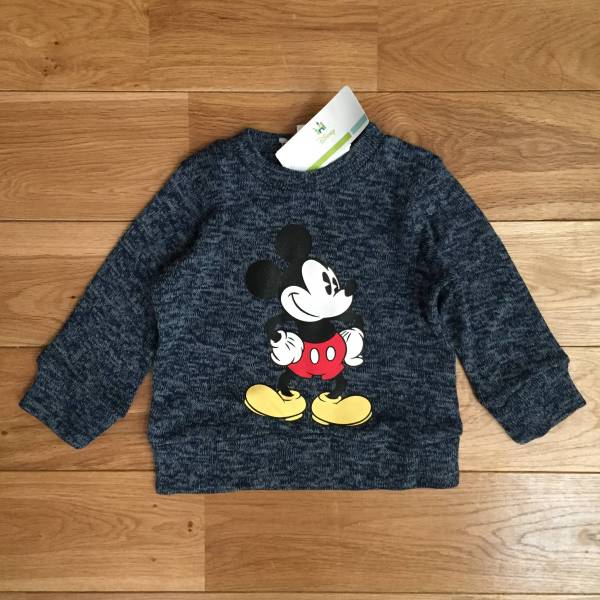 ディズニー Disney ミッキー mickey 長袖 ニット セーター 90 & 110 ネイビー 新品 未使用 タグ付 2枚 まとめて セット 兄弟 姉妹 おそろい_画像2