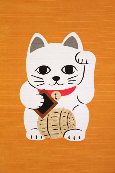 新品　 暖簾　のれん 日本製 縁起のれん　七福ねこ　招き猫の柄_画像3