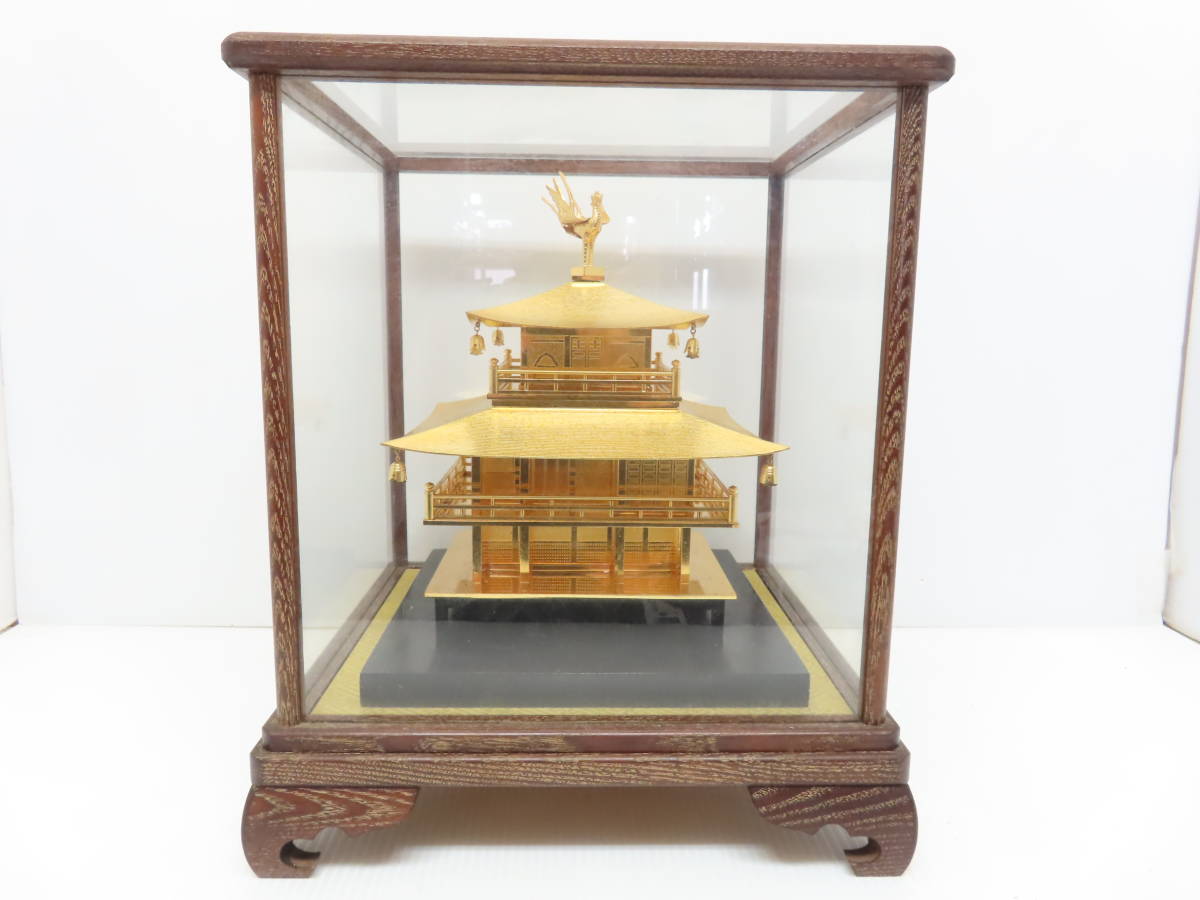 超美品再入荷品質至上! 五円玉製 金閣寺 置物 ガラスケース付 c96287