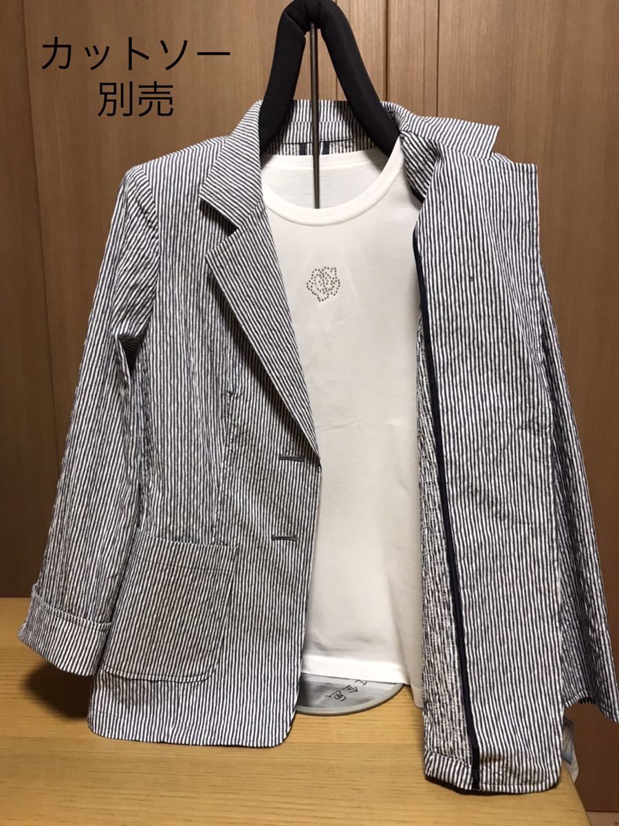 [新品] 激安・在庫処分　Lサイズ　レディーステーラードジャケット　ミセスジャケット　婦人綿混ジャケット　紺色