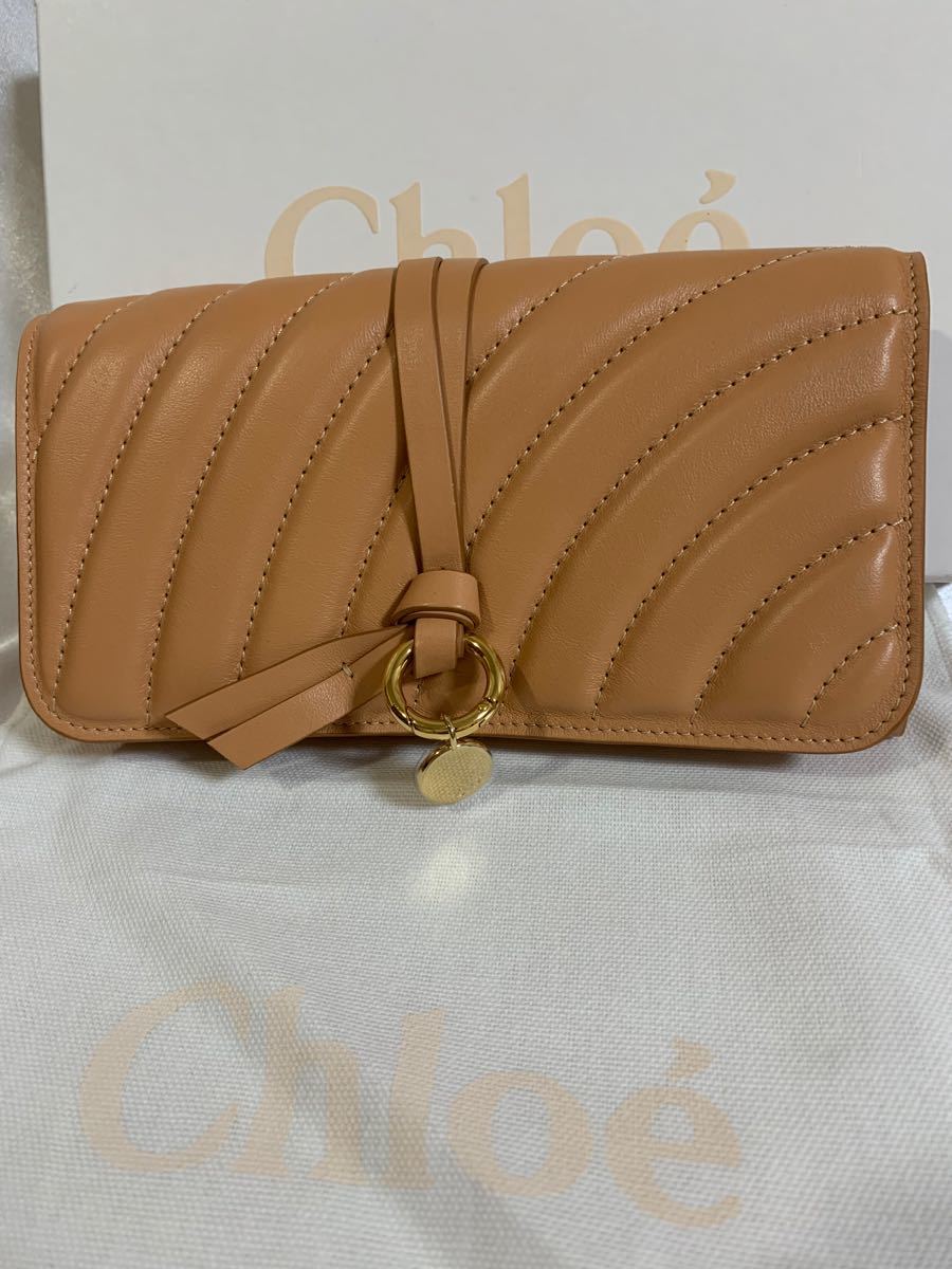 クロエ 未使用美品 アルファベット フラップ 長財布 キルティング