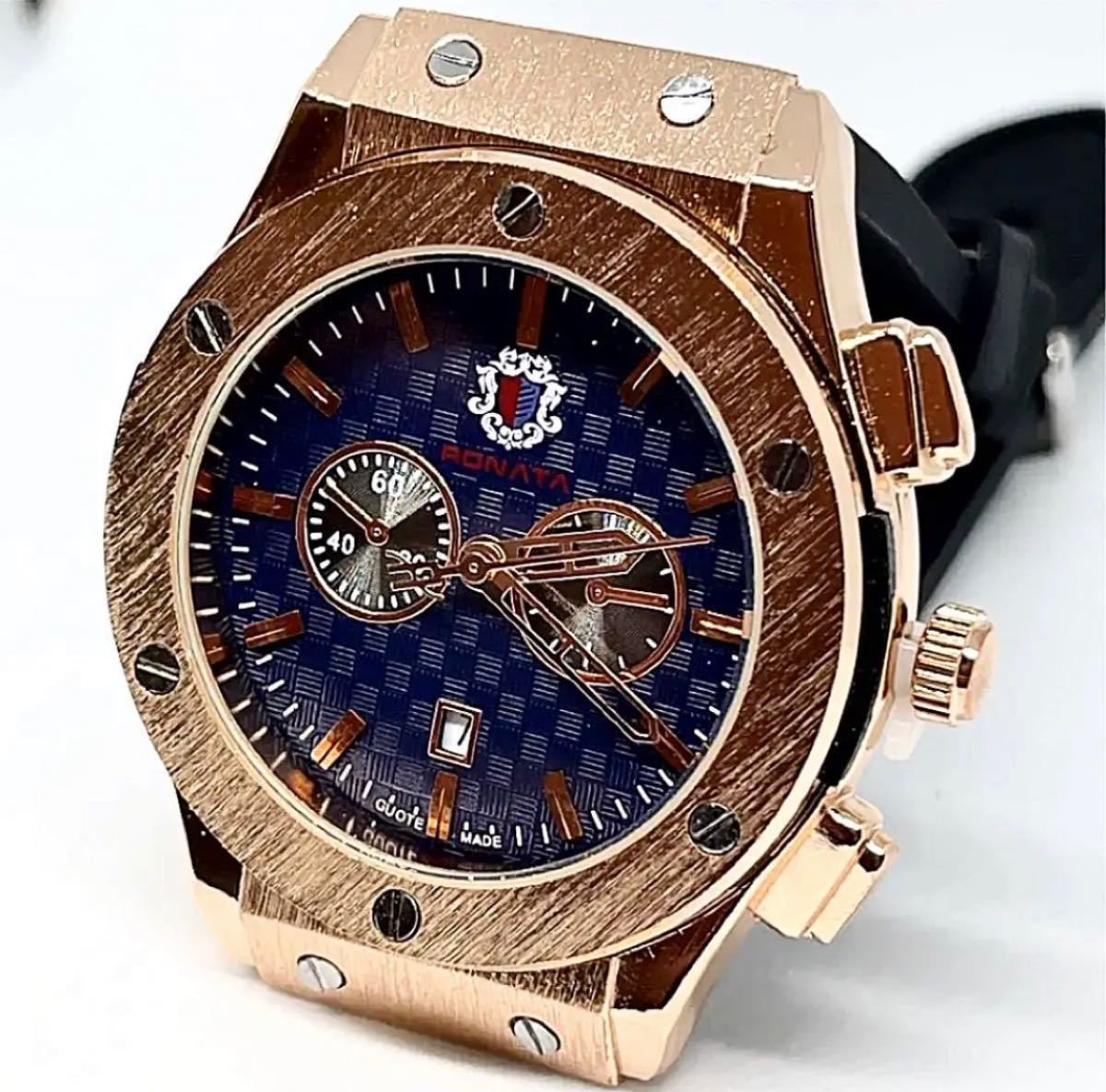 完売完売新品 RONATA オマージュウォッチ ブラウンフェイスラバーバンドメンズ腕時計 腕時計(アナログ)