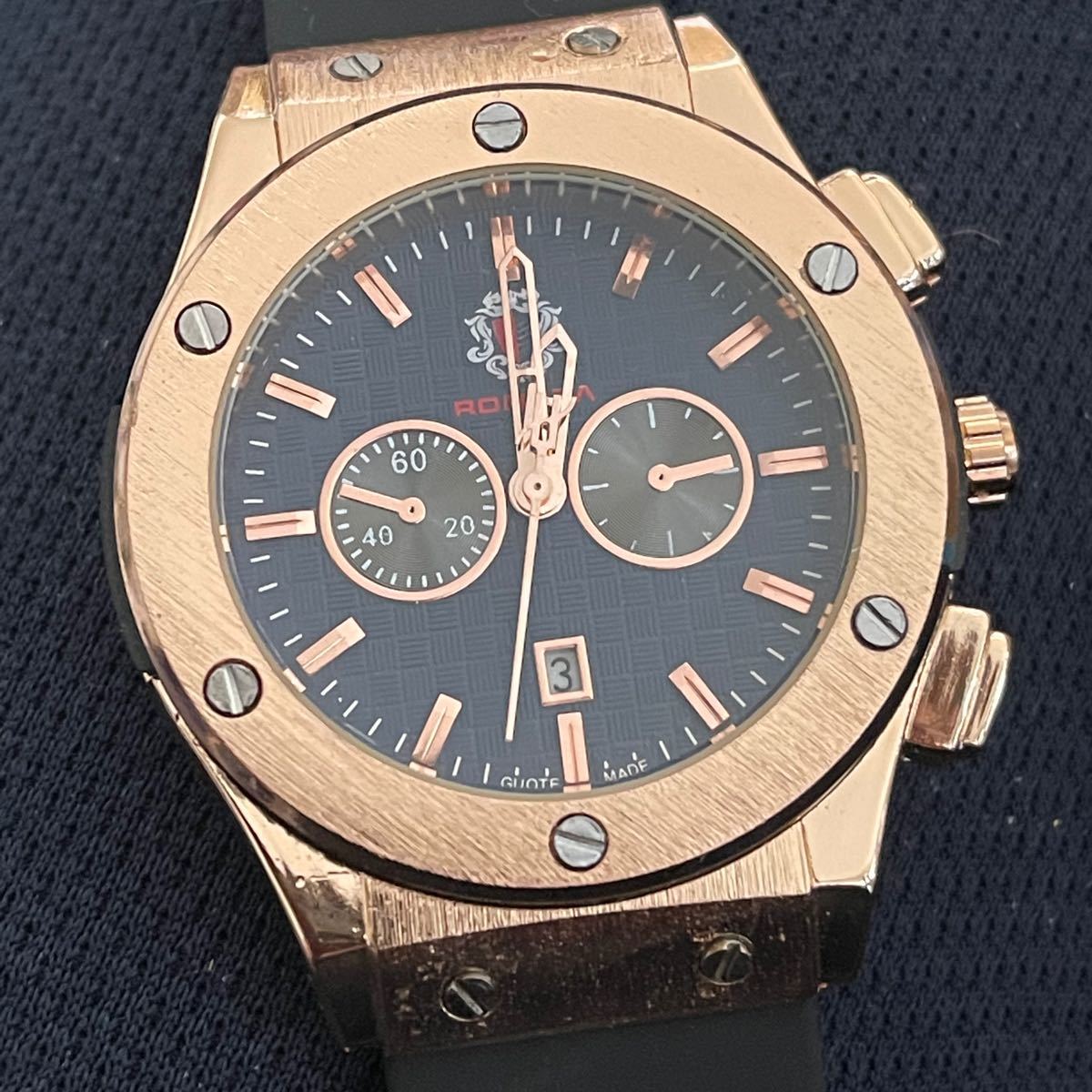 アウトレットセール 特集 新品 RONATA オマージュウォッチ ブラウンフェイスラバーバンドメンズ腕時計