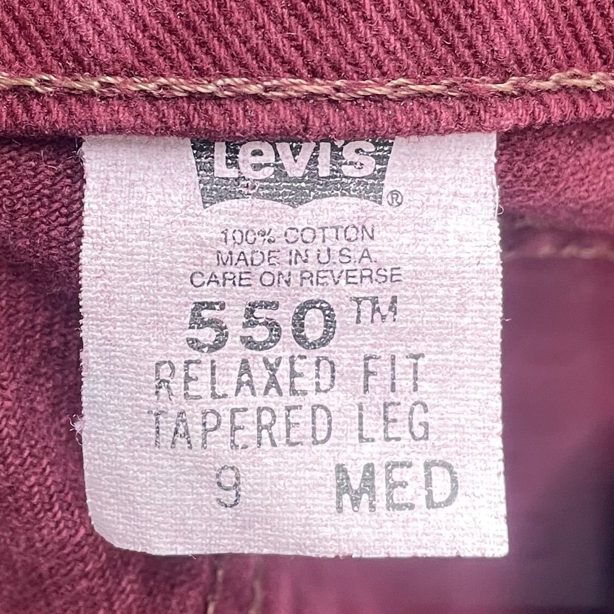 USA製 Levi's リーバイス550 バーガンディ デニムパンツ ビンテージ ジーンズ vintage 古着 No.5_画像4