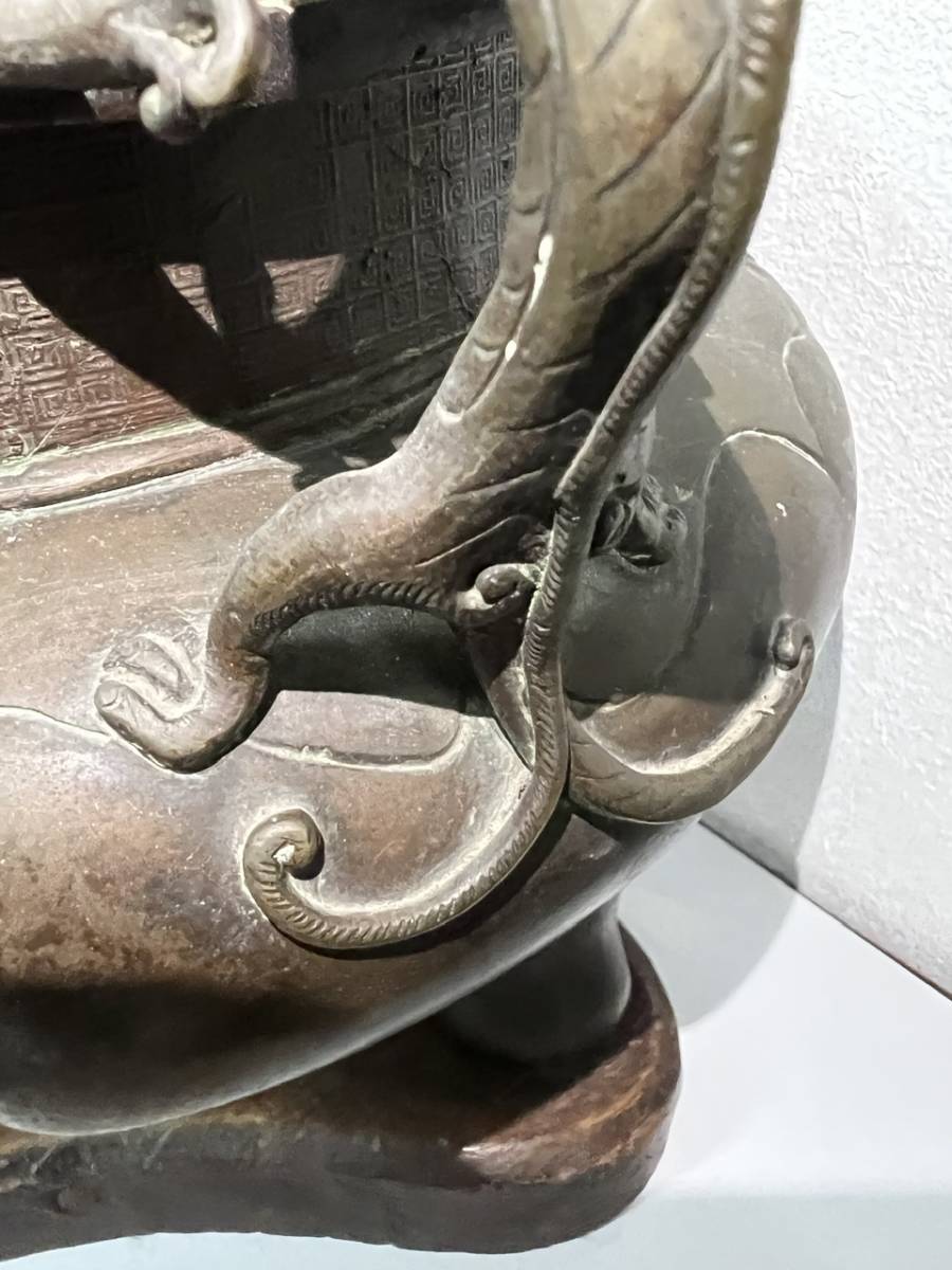 時代 古銅 大明宣德銘 竜耳香炉 火鉢 置物 | bedouingardenvillage.com