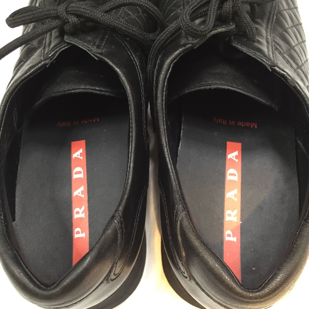 PRADA スクエアトゥ エナメル レザー シューズ / スニーカー 38 .5 elc