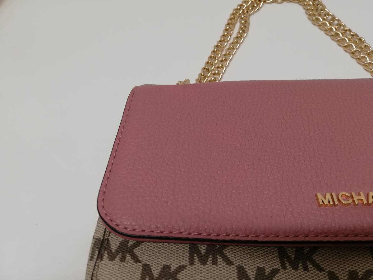 「訳あり」新品 マイケルコース シグネクチャー柄 ハンドバッグ ショルダーバッグ ピンクベージュ MICHAEL KORS