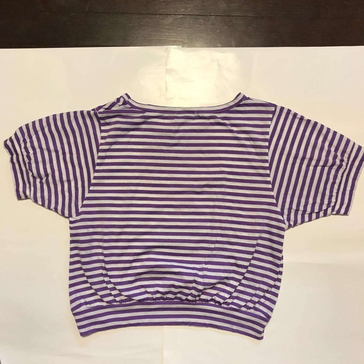 半袖 Tシャツ レディース トップス ボーダー ハート ティーンズ 紫 パープル シャツ キッズ ジュニア 子供 女児 赤 女子