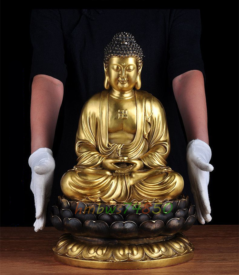 仏教法具 寺院用仏具」極上品 釈迦如来仏像 真鍮製 仏教芸術品 高さ