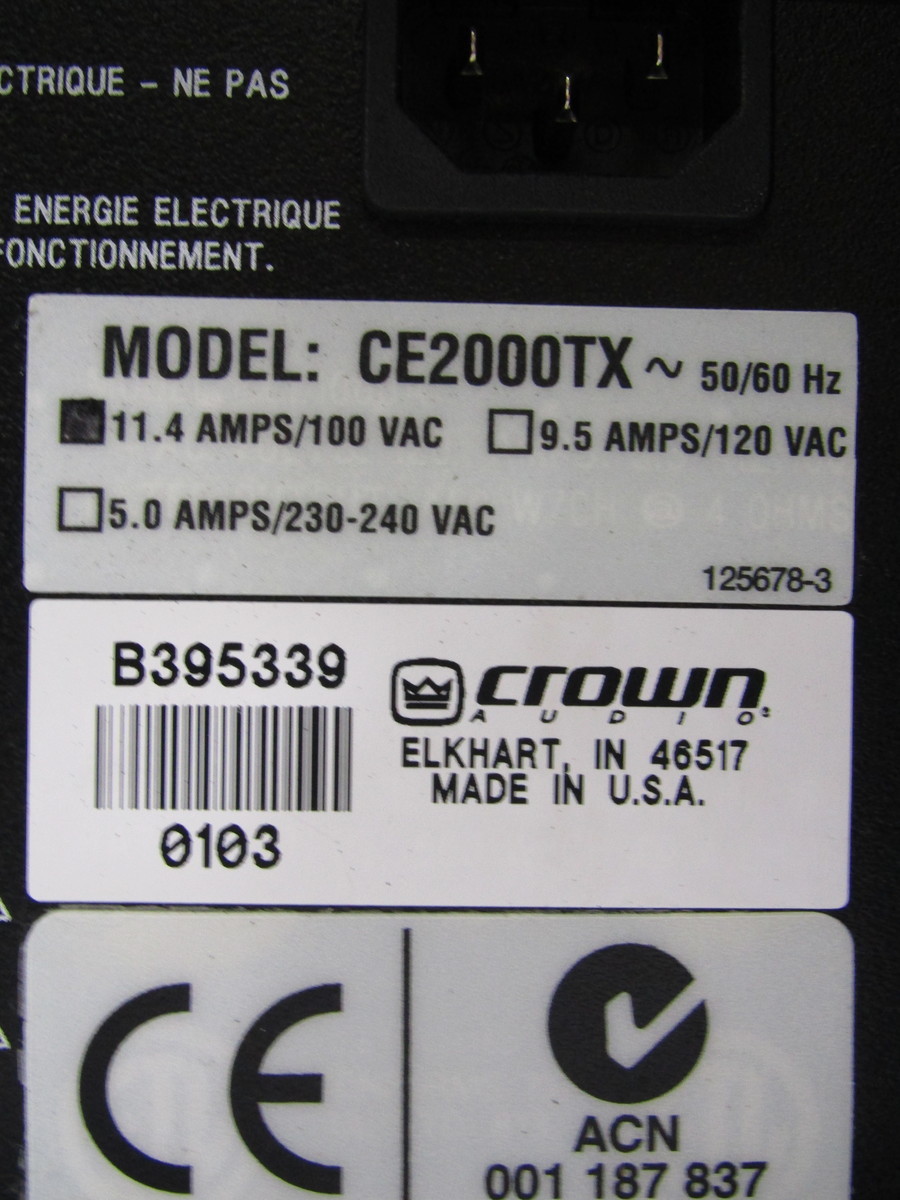 0228-N3-027 AMCRON CE2000 アムクロン パワーアンプ CROWN