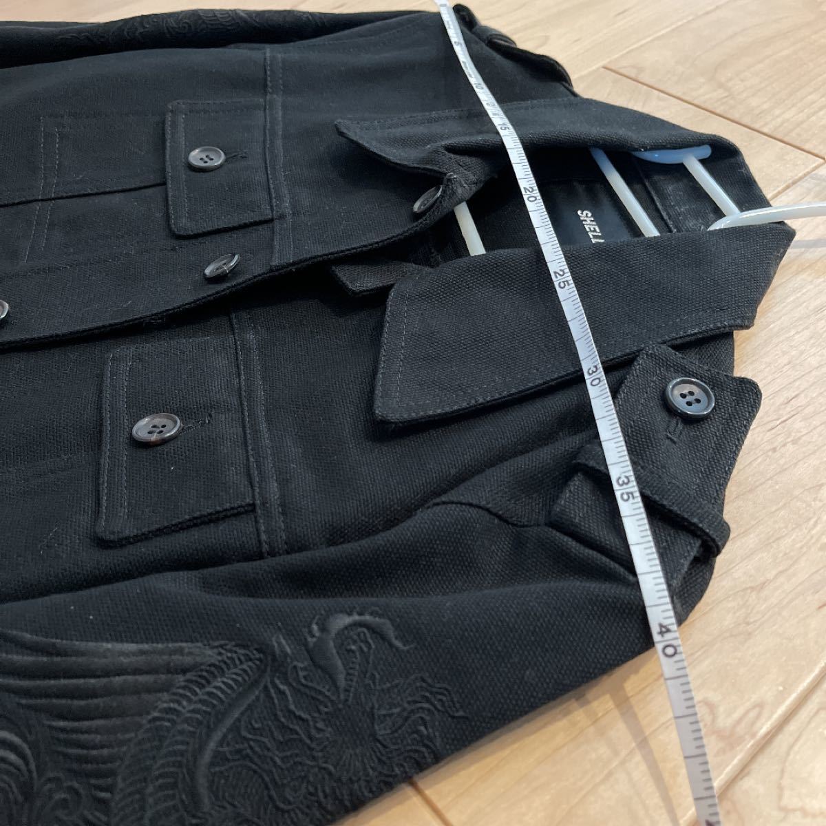 SHELLAC デニム ジャケット ブラック Gジャン アウター 刺繍入り SHELLAC デニム ジャケット ブラック Gジャン アウター 刺繍入り