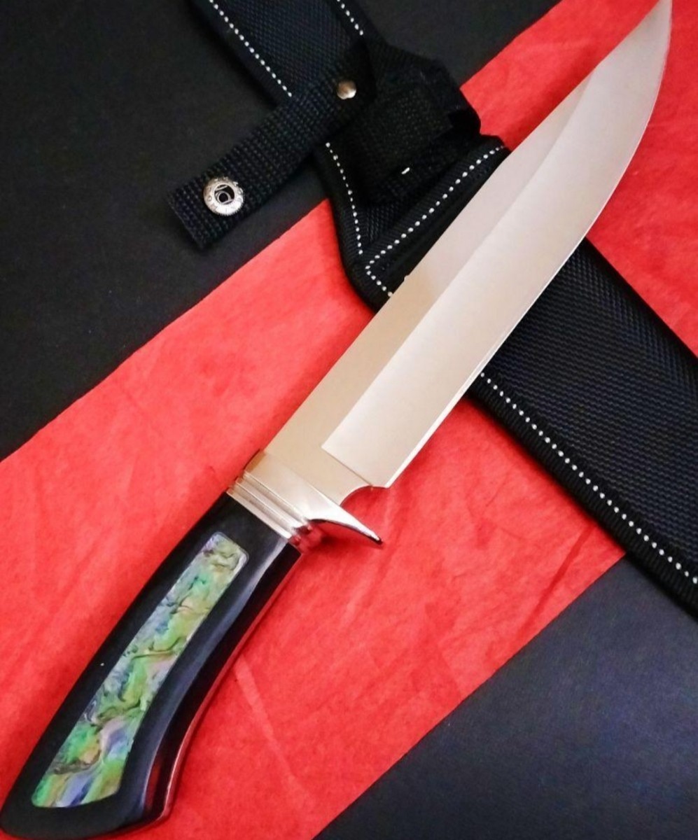 コロンビアナイフ SA83 高品質 シースナイフ ウッドハンドル アバロン柄　ハンティングナイフ　アウトドア・シースナイフ