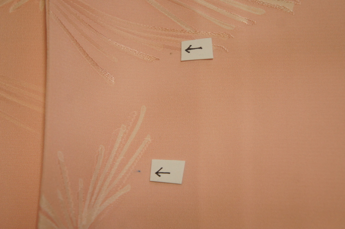 正絹うすピンク色地松葉模様袷小紋[K12751]_画像7