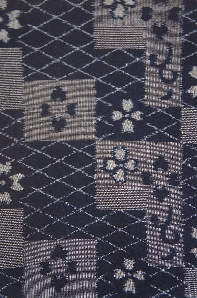 特選木綿手織天然正藍染久留米絣反物[T13032] - 女性和服、着物