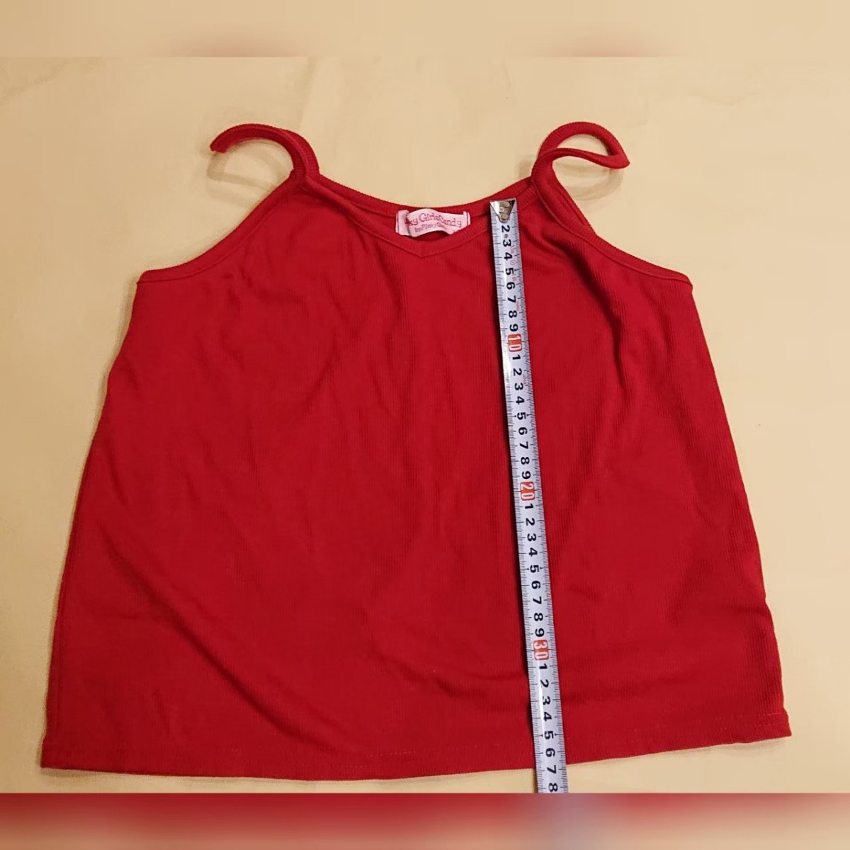フレンチ袖の白シャツと赤いタンクトップ2枚セット　160サイズ