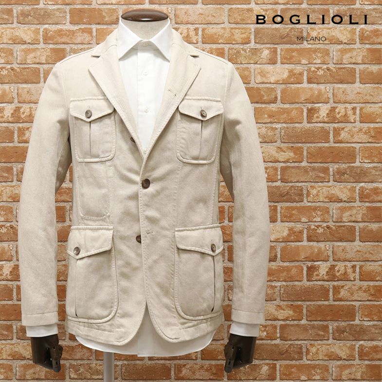 春夏 公式 BOGLIOLI 44サイズ イタリー製サファリ ジャケット 綿麻リネン ツイル 無地 セールSALE％OFF 新品 ワイルド ベージュ ea106 ミリタリー