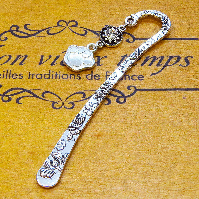  silver color. pad . rhinestone. beads . combining . book marker . book mark floral print pattern cat dog 
