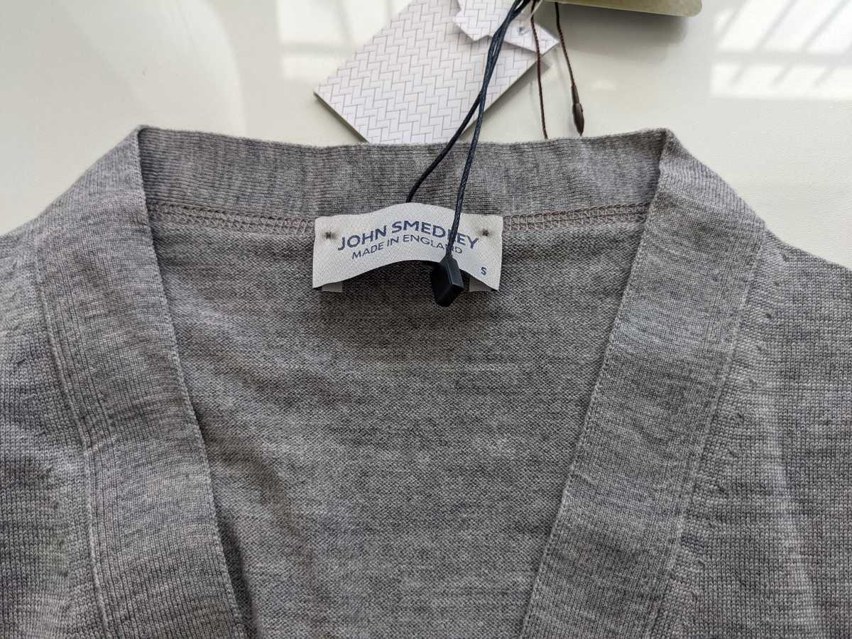 未使用 ジョンスメドレー ウール カーディガン JOHN SMEDLEY シルバー