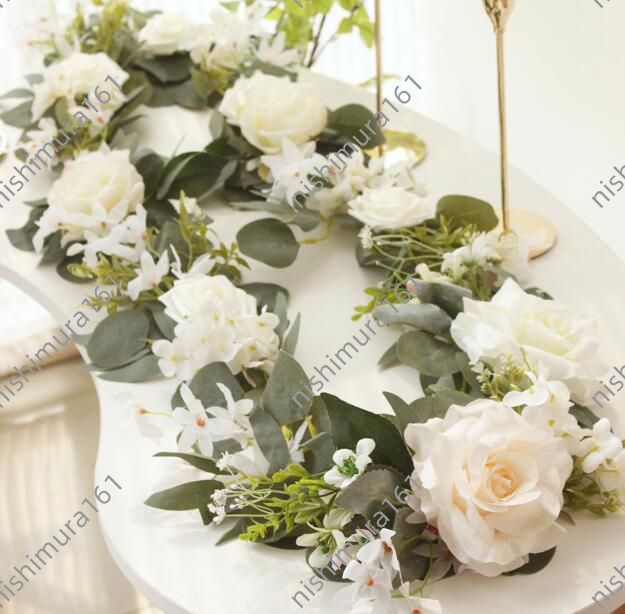  hand made * lease *200cm artificial flower * wall decoration * desk * party for * ornament * white 