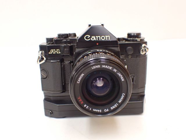 Canon キヤノン フィルム一眼レフカメラ A-1 ボディ + 単焦点レンズ FD 24mm F2.8 S.S.C パワーワインダー付き □ 65014-1_画像2