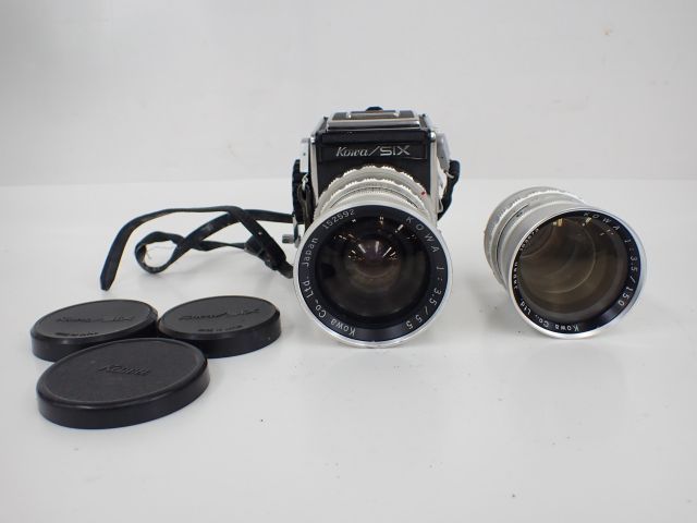 Kowa/SIX コーワ 中判フィルムカメラ F3.5 150mm F3.5 55mm レンズ2本付き △ 65141-25 