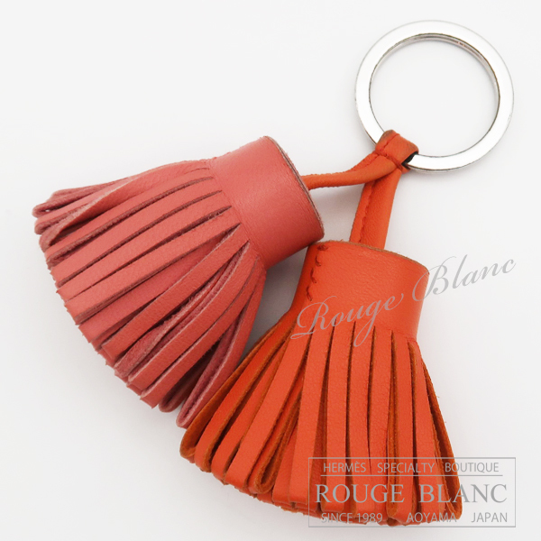  Hermes karu men unodos orange poppy × rose Azare key ring key holder bag charm HERMES